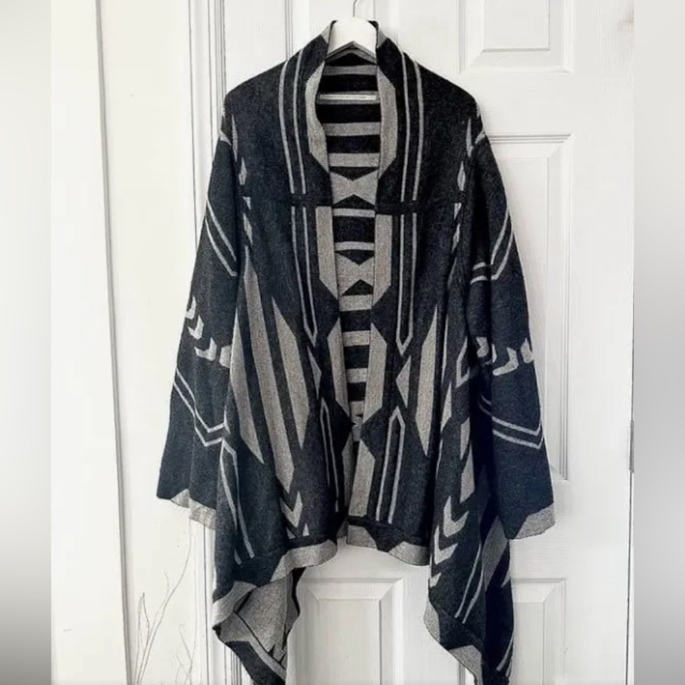 Twelfth Street by Cynthia Vincent Wool Cashmere Blend Wrap Sweater Poncho OS